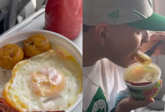 Joven presume su comida de huevo con arroz en avión y divide Instagram | VIDEO