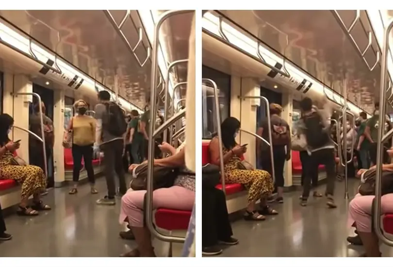 Vagonero agrede mujer que le pidi&oacute; usar cubrebocas en el Metro y nadie la ayuda