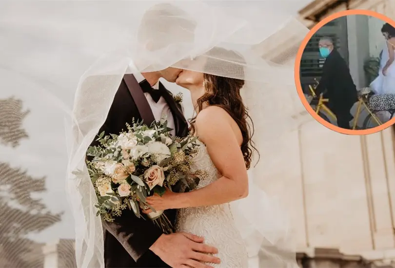 Papá conmueve por llevar a su hija a la iglesia en una bicicleta el día de su boda Papá conmueve por llevar a su hija a la iglesia en una bicicleta el día de su boda