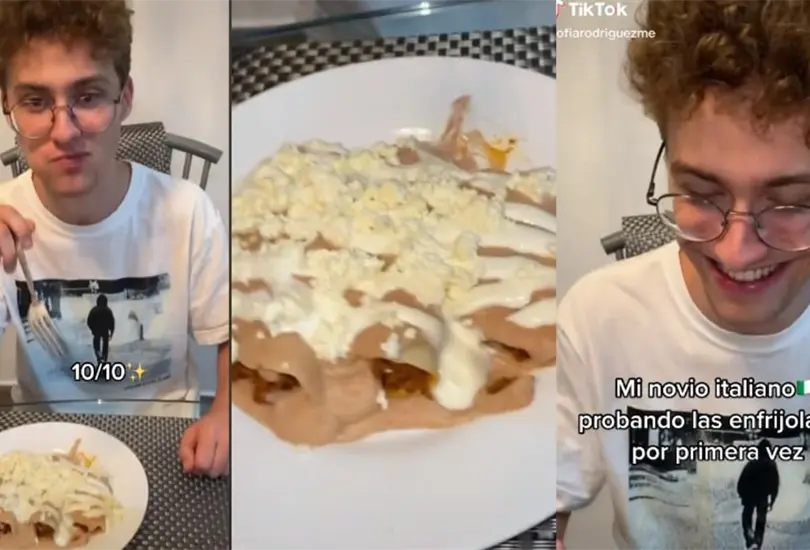 Italiano prueba enfrijoladas por primera vez y video de su reacci&oacute;n se vuelve viral