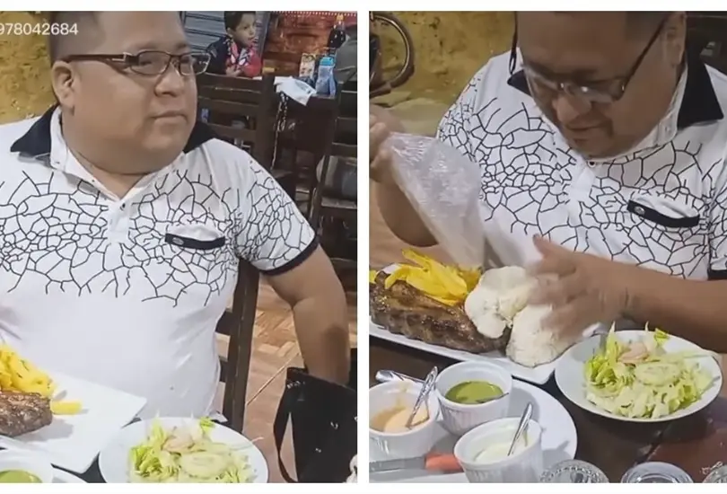 Hombre lleva bolsa de arroz escondida a restaurante Hombre lleva bolsa de arroz escondida a restaurante
