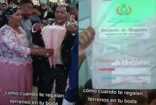 Usuarios de redes sociales est&aacute;n envidiando este gran regalo que recibi&oacute; la pareja al momento de casarse Cr&eacute;ditos: Captura de video 