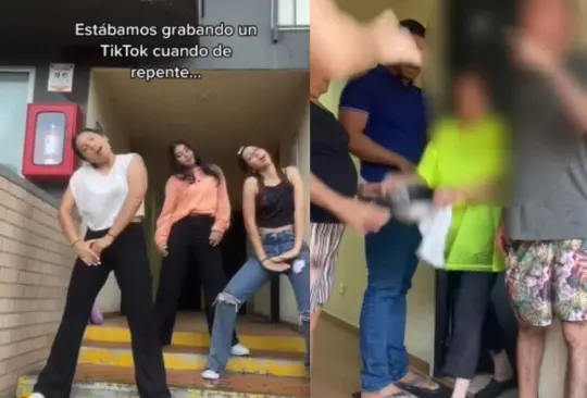 Las jóvenes grababan su video cuando una mujer decidió arrojarles agua por su ventana Las jóvenes grababan su video cuando una mujer decidió arrojarles agua por su ventana
