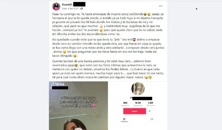 Mujer expone infidelidad de su esposo (Facebook)
