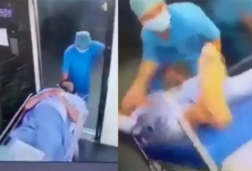 El elevador cayó con un camillero y un paciente. El elevador cayó con un camillero y un paciente.