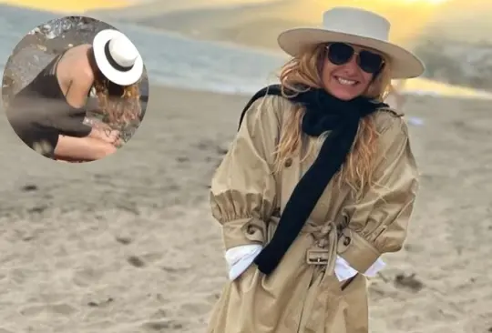 Paulina Rubio es captada presuntamente haciendo del baño. 