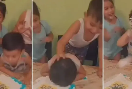 El video de los pequeños peleando por el pastel se volvió viral en TikTok Créditos: Captura de pantalla 