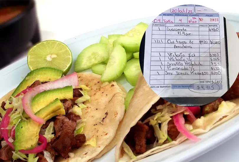 La mujer reproch&oacute; que el restaurante cobrara los tacos en m&aacute;s de 500 pesos y cervezas Victoria en m&aacute;s de 200 pesos