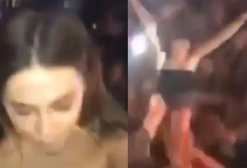 Mujer se lanza y cae al piso. Mujer se lanza y cae al piso.
