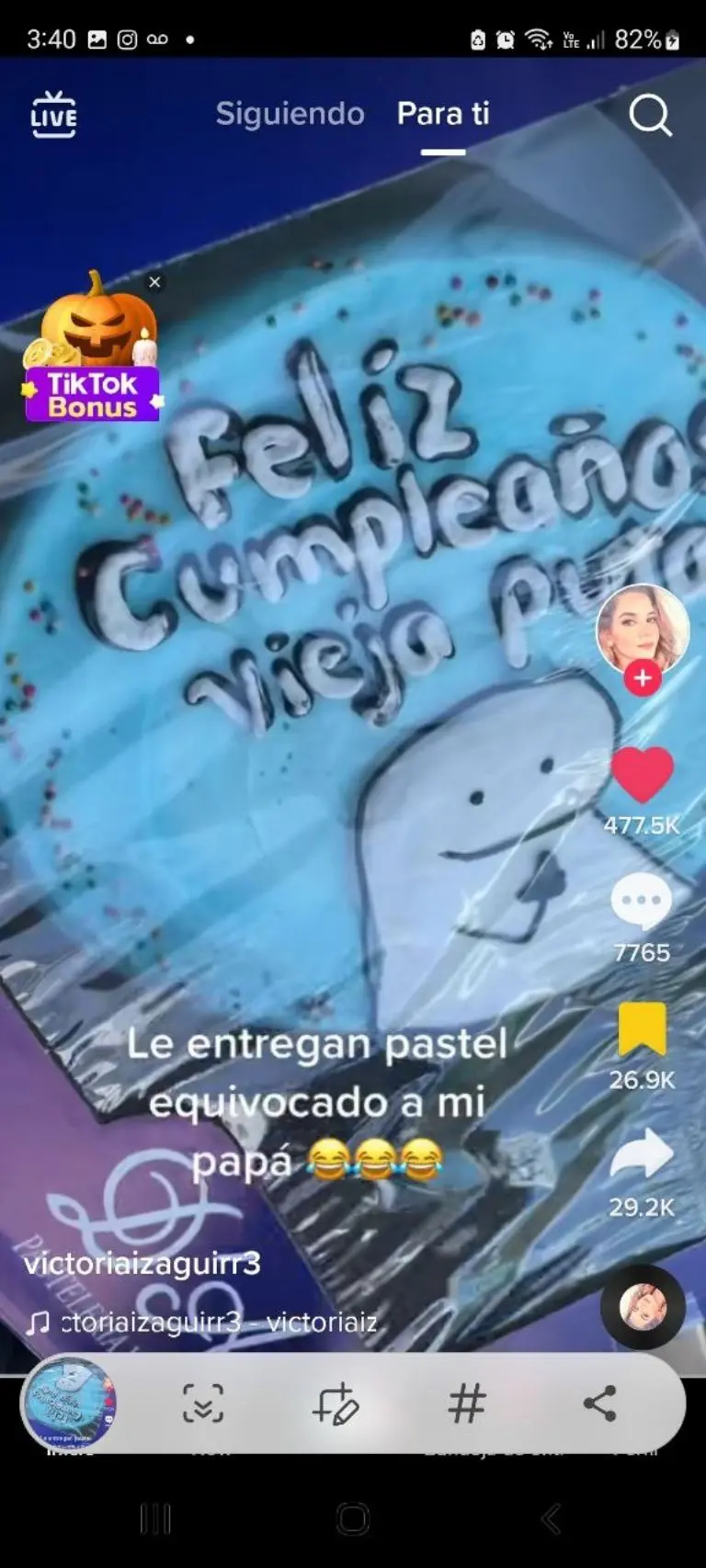 El pastel insultaba a la cumpleañera - Tomada de video