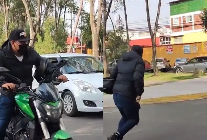 Ladr&oacute;n sale corriendo tras no poder robar moto. 
