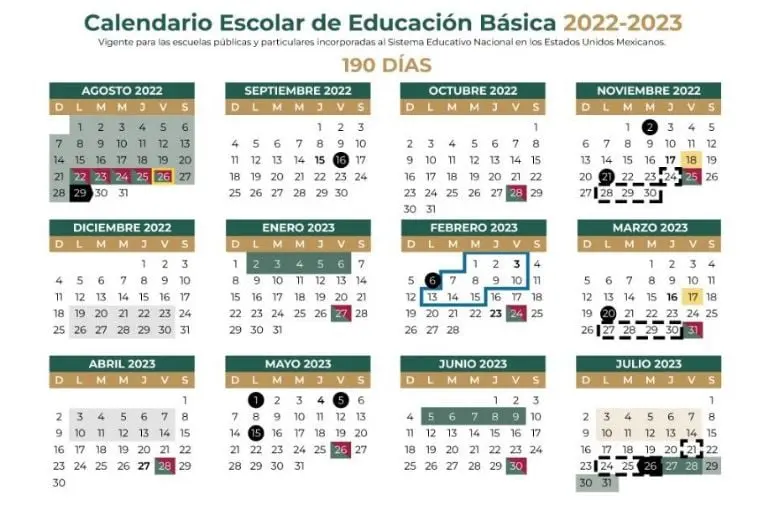 Calendario oficial de la SEP 2022-2023. Foto: captura de pantalla.