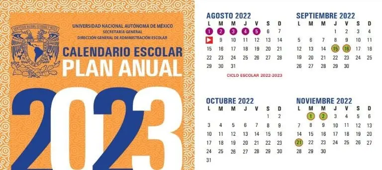 Calendario UNAM 2022-2023. Foto: captura de pantalla.
