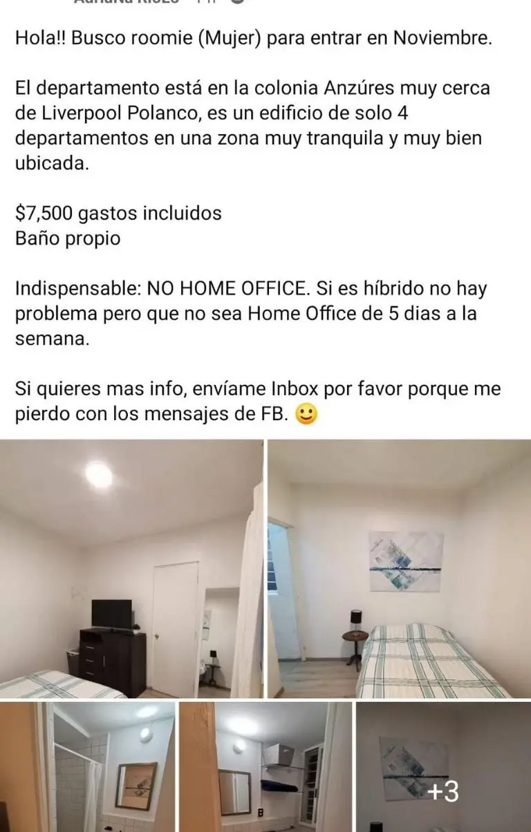 El requisito llamó la atención de los internautas - Tomada de Facebook