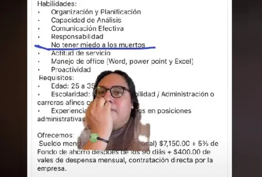 Vacante que pide no tener miedo a muertos de hace viral Vacante que pide no tener miedo a muertos de hace viral