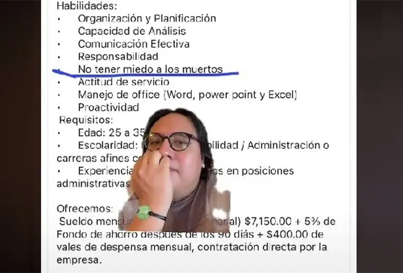 Vacante que pide no tener miedo a muertos de hace viral