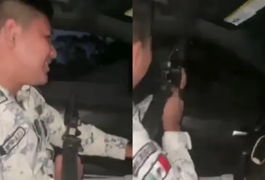 Un elemento de la Guardia Nacional fue captado mientras conducía y hacía disparos al aire Créditos: Captura de pantalla 