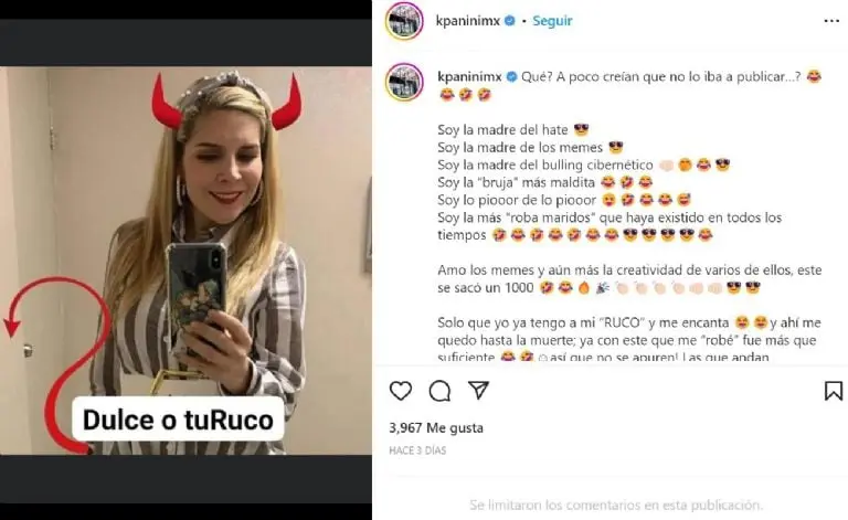 Karla Panini causa polémica por su disfraz (Instagram)