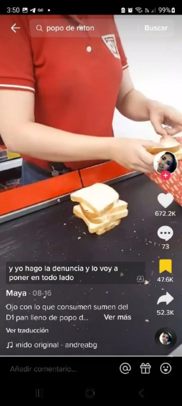 Mujer encuentra heces de ratón en pan de caja - Tomada de video