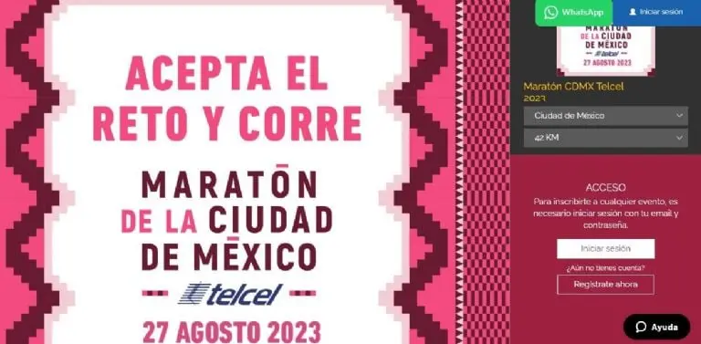 La página de registro del Maratón de la CDMX 2023. Foto: captura de pantalla.?