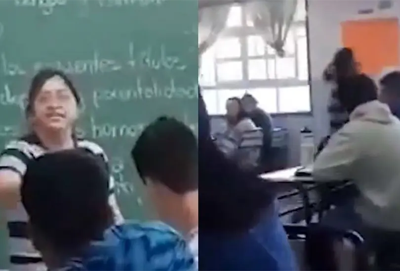 La madre fue a reclamar a la escuela donde estudia su hijo. 
