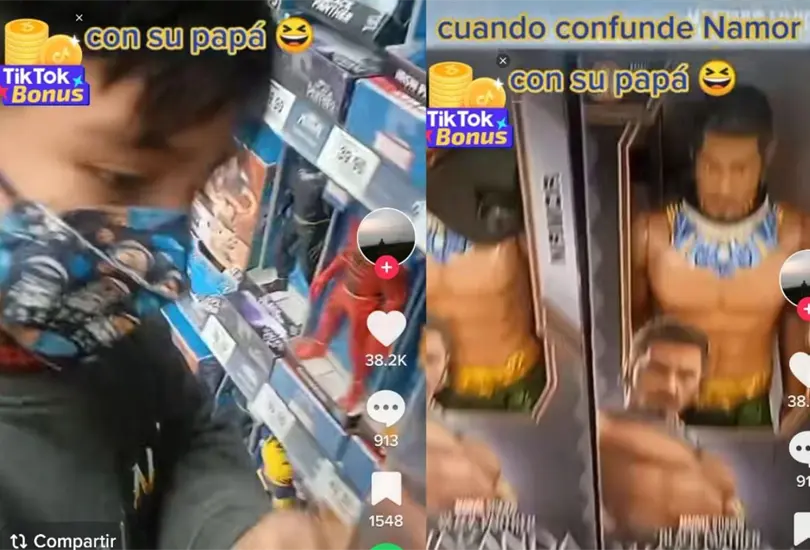 El ni&ntilde;o confundi&oacute; a su pap&aacute; con una figura de acci&oacute;n de Namor, quien es interpretado por el actor mexicano Tenoch Huerta