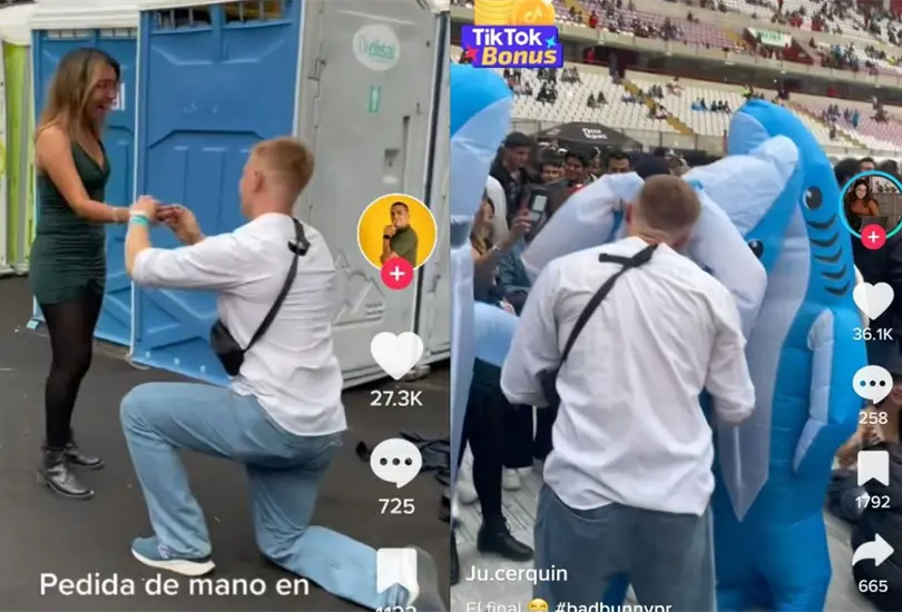 Hombre enga&ntilde;a a su pareja en concierto de Bad Bunny minutos despu&eacute;s de pedirle matrimonio
