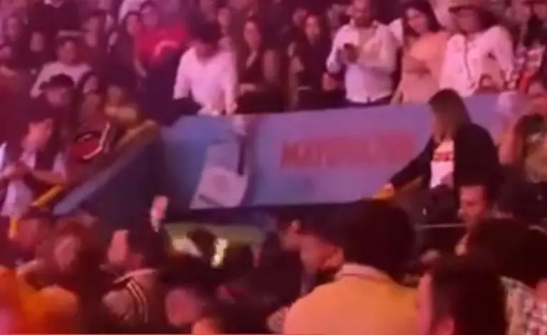 Los presentes comenzaron a pelear con los miembros de seguridad. Foto: captura de pantalla.