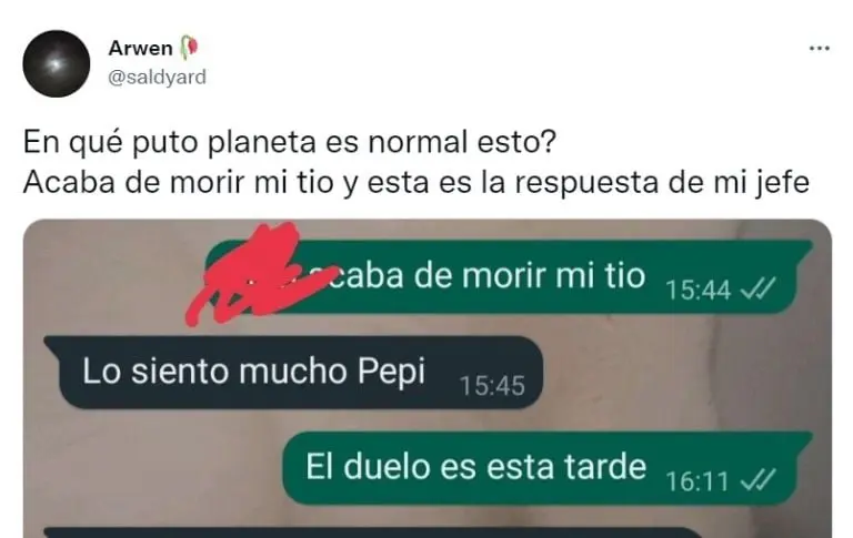 Jefe no deja a ir a empleado a funeral de su tío (Twitter)