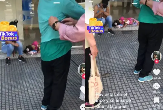 La rata entró en la ropa de la mujer de la tercera edad y ésta luchaba por poder sacarla de ahí