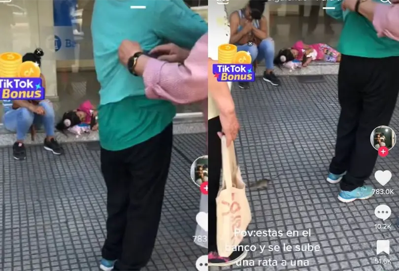 La rata entr&oacute; en la ropa de la mujer de la tercera edad y &eacute;sta luchaba por poder sacarla de ah&iacute;