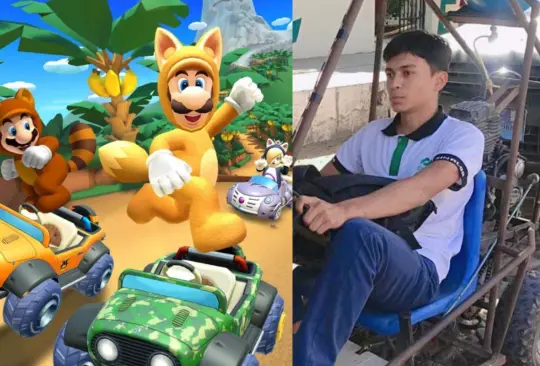 El joven Rosvel Emir del plantel de El Fuerte, Sinaloa, creó un automóvil para poder llegar a la escuela y no perderse ninguna de sus clases