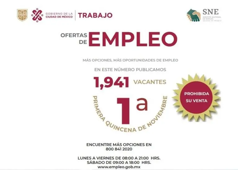 Hay más de mil 900 ofertas de empleo. Foto: captura de pantalla.