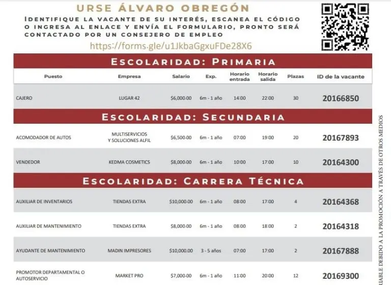 Algunas de las ofertad de empleo. Foto: captura de pantalla.