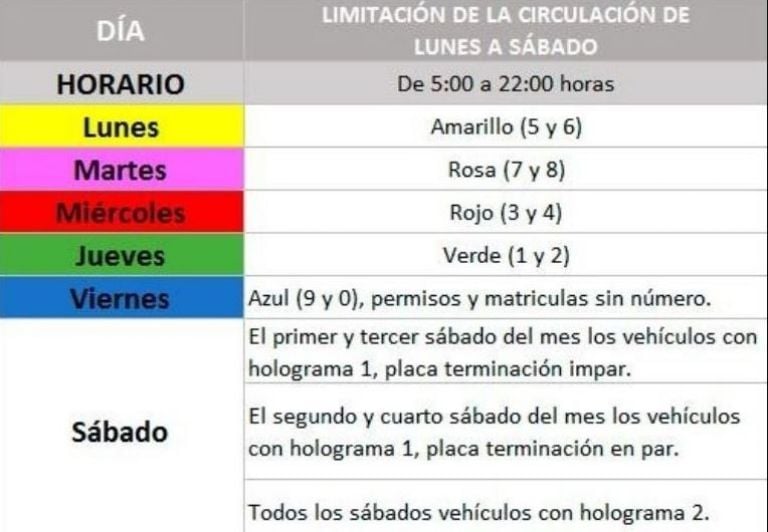 Calendario hoy no circula. Foto: especial.