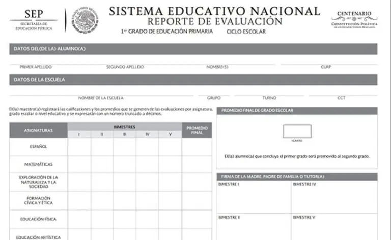 La boleta de calificaciones de la SEP. Foto: especial.