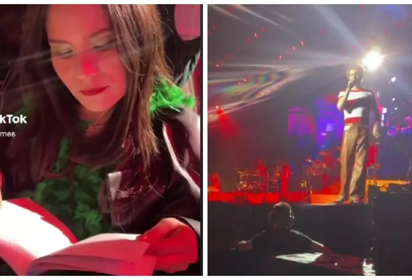 Joven se pone a leer en concierto de Harry Styles