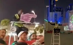 Metro Man es uno de los empleados más famosos y divertidos de Qatar Créditos: Captura de pantalla Metro Man es uno de los empleados más famosos y divertidos de Qatar Créditos: Captura de pantalla