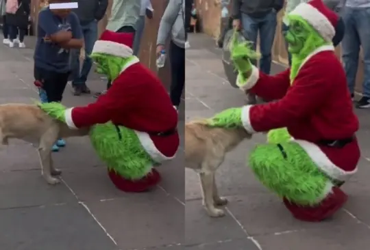 El villano de la Navidad fue captado con su singular actitud negando la foto a un niño Créditos: Especial 