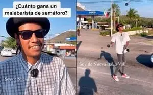 El joven sorprendió a los internautas con las ganancias que obtiene a diario trabajando como malabarista Créditos: TikTok 