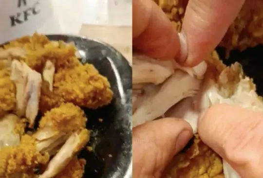 Los compradores encontraron larvas entre los huesos y la carne del pollo Créditos: Captura de pantalla Los compradores encontraron larvas entre los huesos y la carne del pollo Créditos: Captura de pantalla