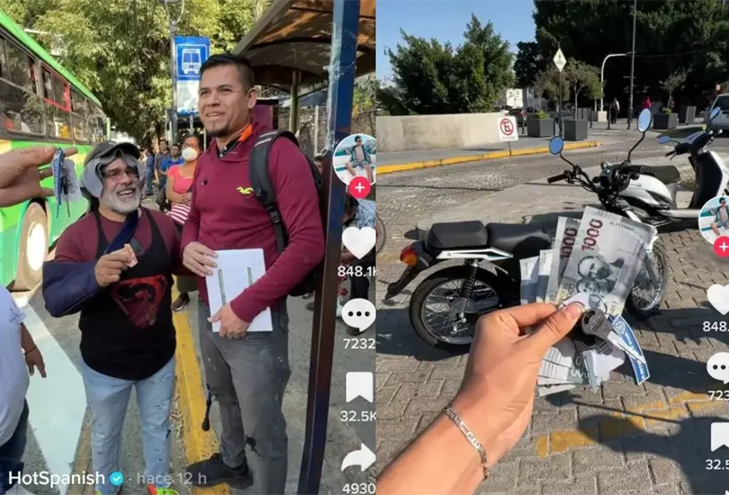 El creador de contenido HotSpanish decidi&oacute; hacer un experimento social en el que le regalar&iacute;a una motocicleta nueva al primero hombre que estuviera dispuesto a donar 100 pesos a un se&ntilde;or que necesitaba para regresar a su pueblo natal