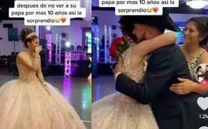 La joven no pudo contener su emoci&oacute;n al ver a su pap&aacute; despu&eacute;s de 10 a&ntilde;os Cr&eacute;ditos: TikTok/ Captura de pantalla 