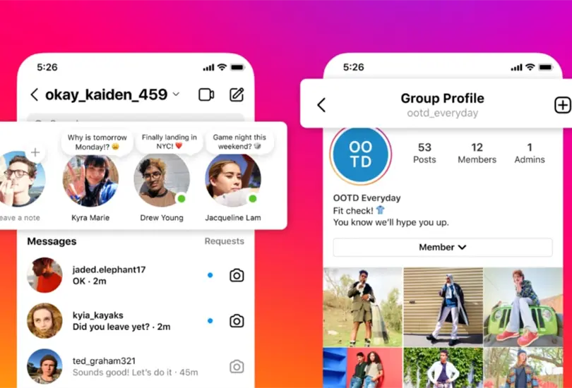 Instagram presenta nuevas funciones entre las que destacan las notas, perfiles grupales, candid stories y colecciones colaborativas
