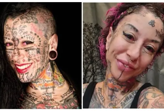 Mujer se quita los tatuajes de la cara