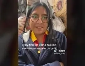 Cajera regala café a hombre en situación de calle y regresa para saltarla Créditos: TikTok / Captura de pantalla 