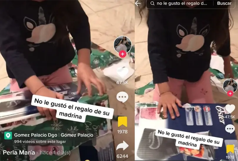 La ni&ntilde;a comenz&oacute; a llorar al ver que le dieron una licuadora de Navidad 