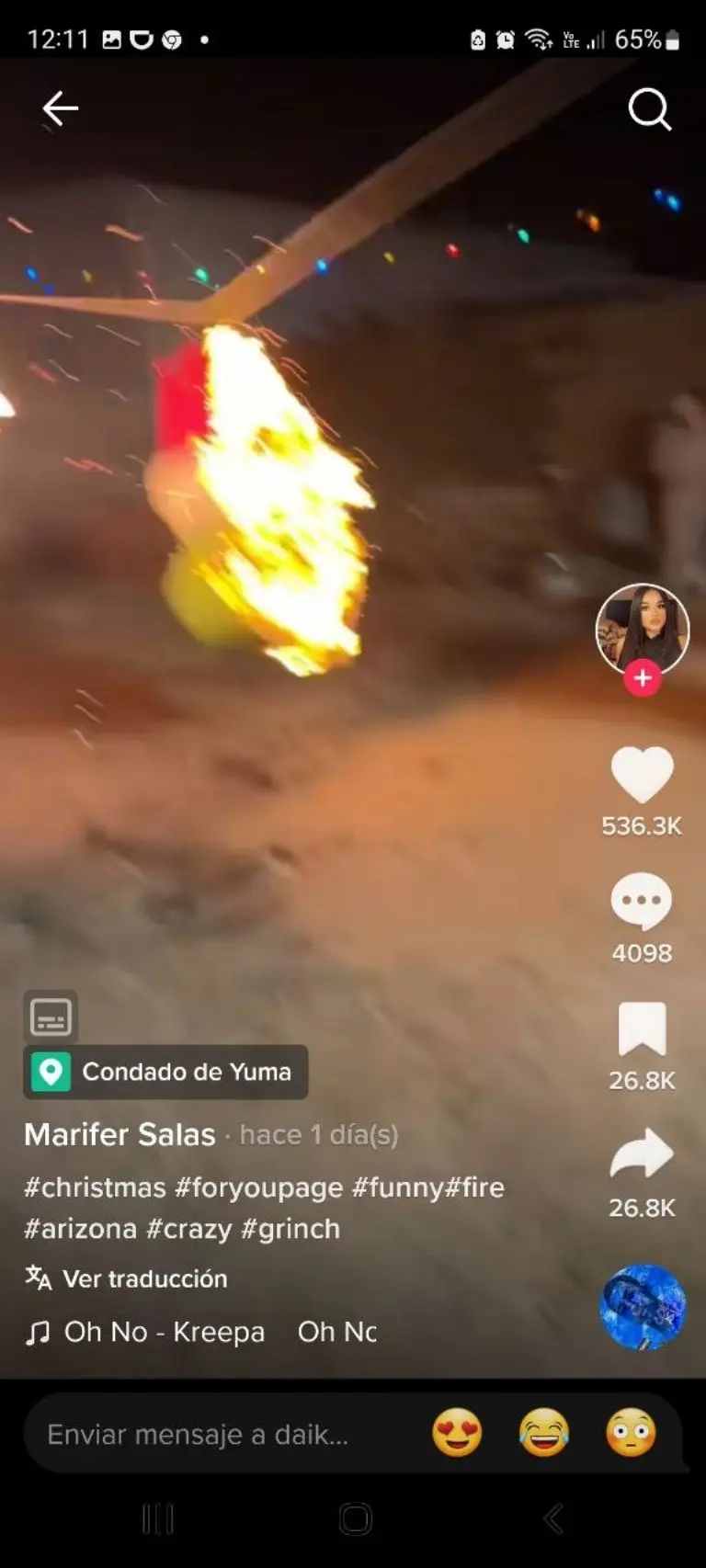 Piñata se incendia - Tomada de video