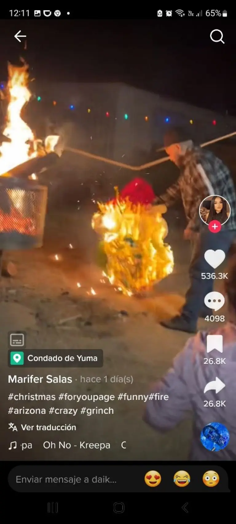 Piñata se incendia - Tomada de video