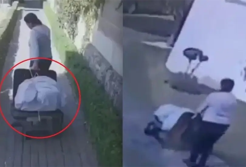 C&aacute;maras de vigilancia captaron a la mujer sacando la caja fuerte Cr&eacute;ditos: Captura de pantalla 